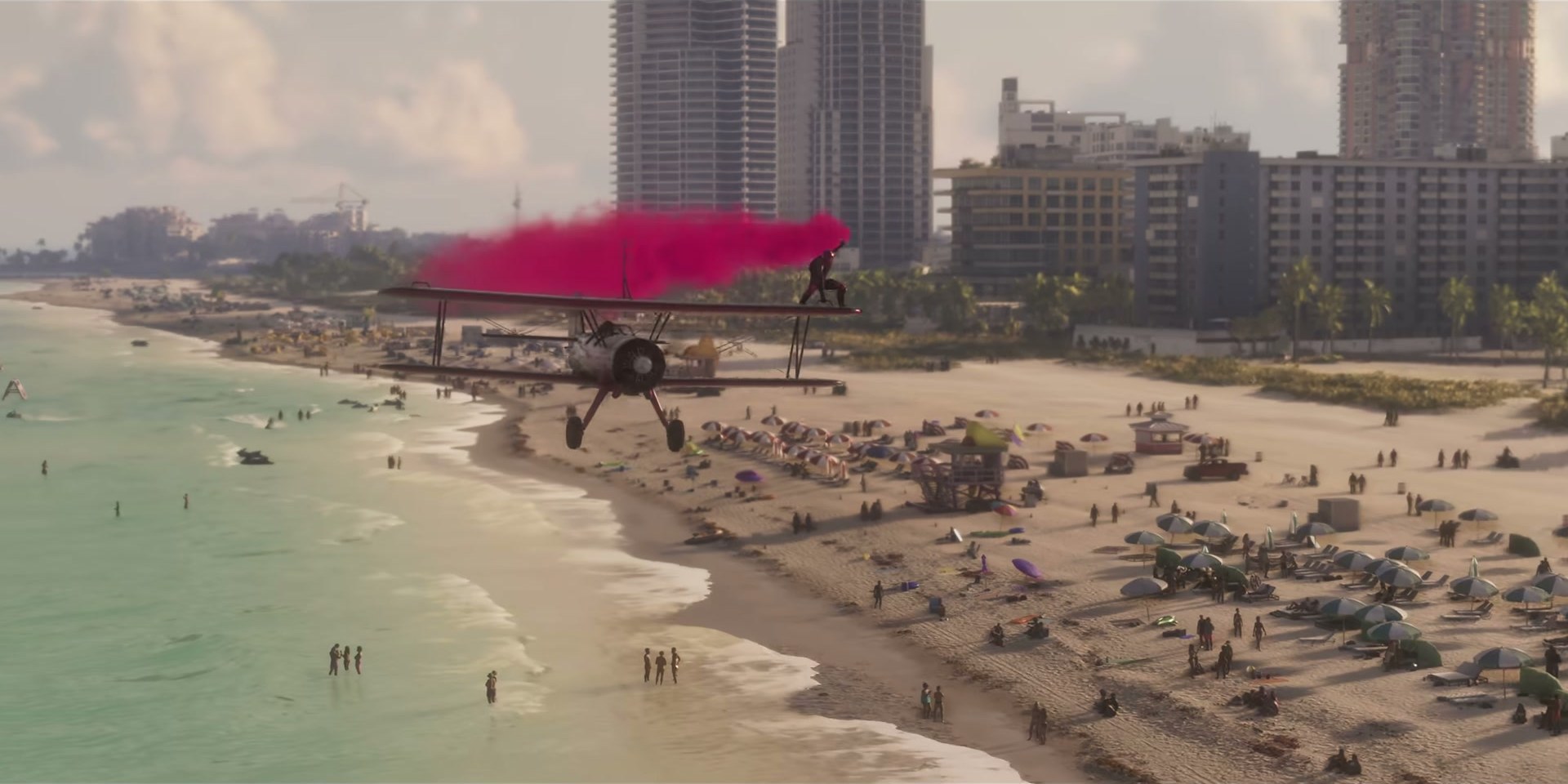 Plaża Vice City, dwupłatowiec ciągnący różowy dym. Według wyliczeń z regionalnych sklepów PlayStation Polacy zobaczą to o północy 19 listopada