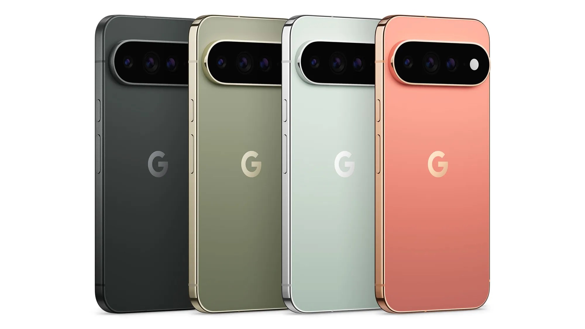 Pixel 11 Pro XL w czterech kolorach: Obsidian, Olive, Fog i Canyon. Pasek aparatów jest o 40 procent cieńszy niż w poprzedniej generacji